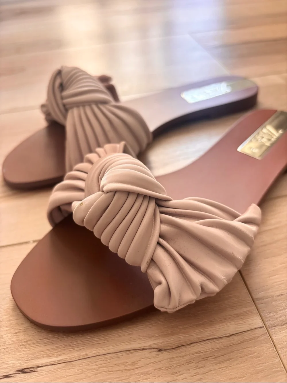 Zara Pink Gathered Slide Sandals